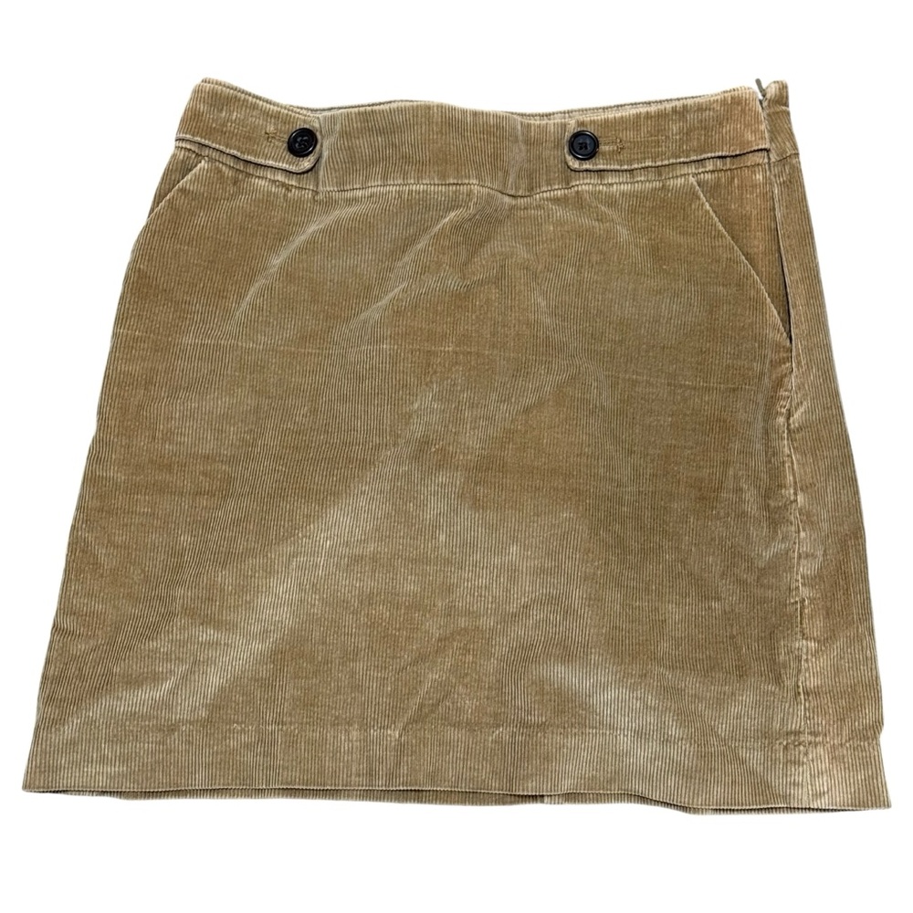 Banana Republic tan corduroy mini skirt size 4 side zip preppy fall classic